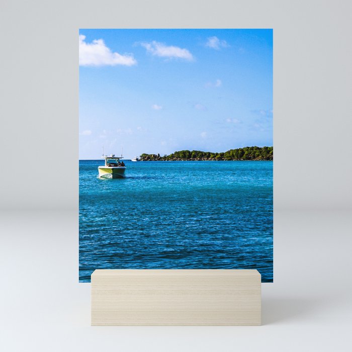 Boat Sailing Caribbean Ocean (Puerto Rico) Mini Art Print