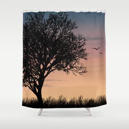 Sunset Silhouette Tree Shower Curtain