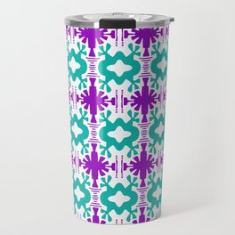 Kurt - Symmetrical Digital Art in Aqua, Purple and White Travel Mug