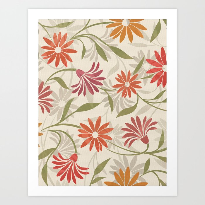 Stylized Flower Pattern 3 Art Print