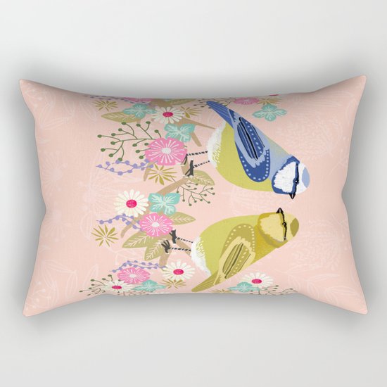 Love Birds valentines day birding illustration florals spring love by Andrea Lauren Rectangular Pillow