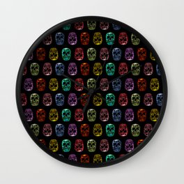 Party Skulls Wall Clock | Graphicdesign, Monster, Trickortreat, Heavymetal, Addams, Billandted, Skull, Grimreaper, Candyskull, Biker 