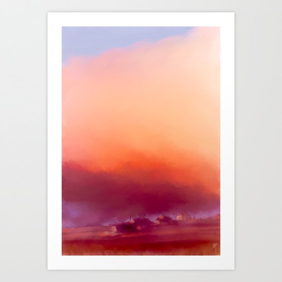 Winter-sun, in Iceland, Seltjarnarnes. Art Print