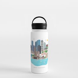 Boston Skyline Illustration Water Bottle