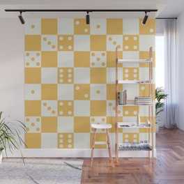 Checkered Dice Pattern (Creamy Milk & Banana Yellow Color Palette) Wall Mural