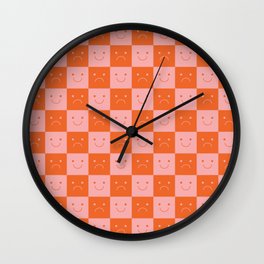 Plaid of Emotions pattern orange Wall Clock