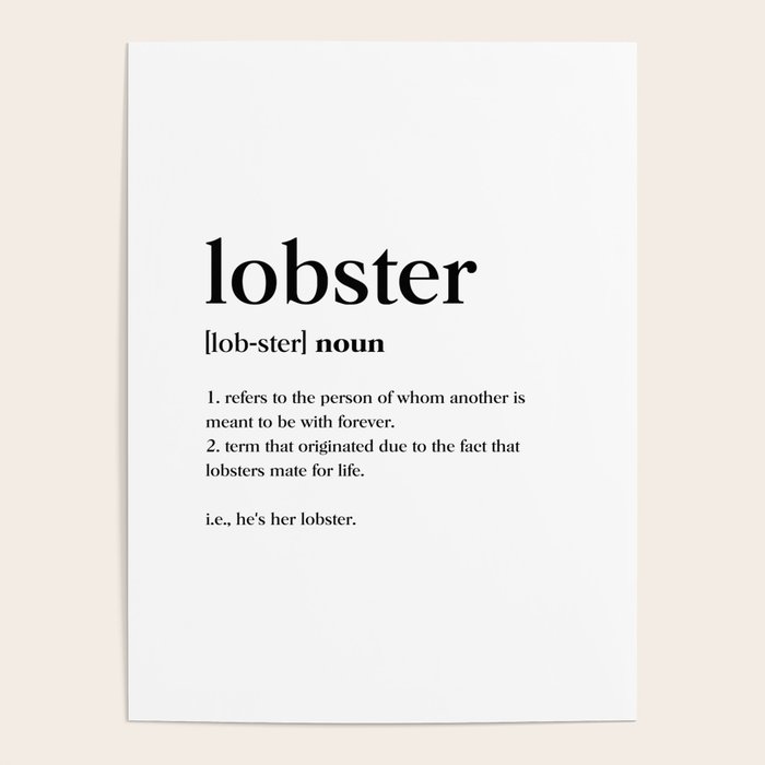 Lobster Definition Poster by Standard Prints / Posters Society6