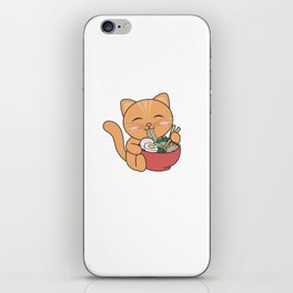 Ramen Cute Cat Eats Ramen Anime Cat iPhone Skin