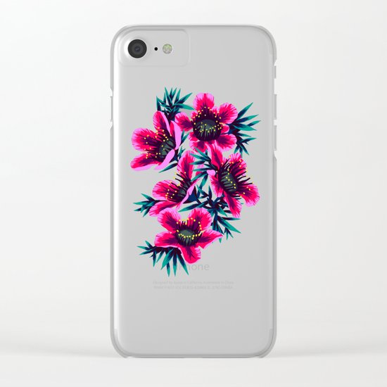 Manuka Floral Print Clear iPhone Case
