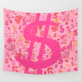 Pink Dollar Signs Wall Tapestry