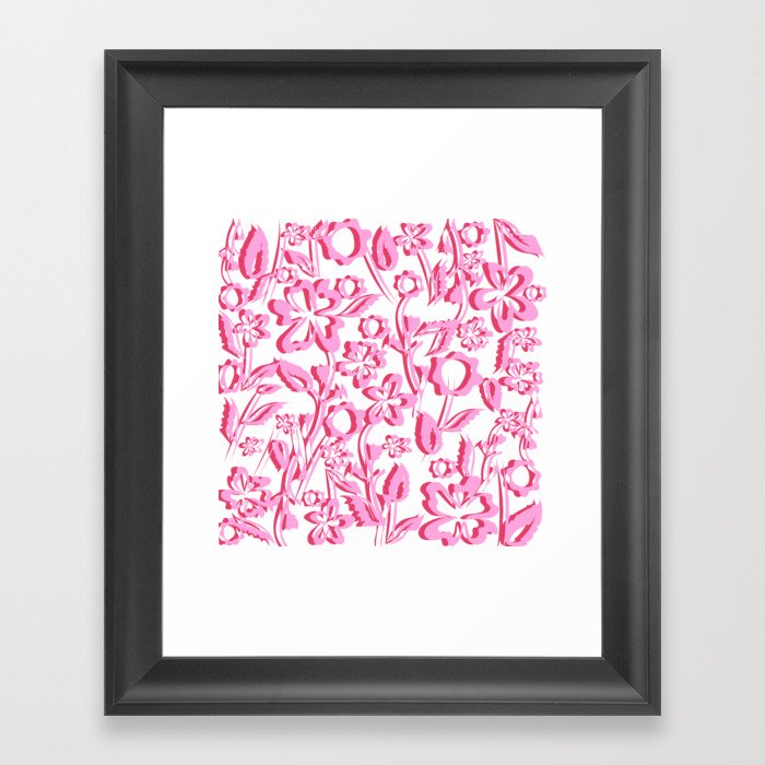 Arol - Floral Minimalsitic Colorful Flower Art Design Pattern in Pink Framed Art Print