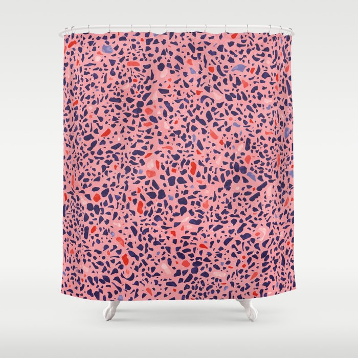 Terrazzo Pink Red Blue Shower Curtain By Sylvaincombe Society6 Terrazzo Pink Red Blue Shower Curtain