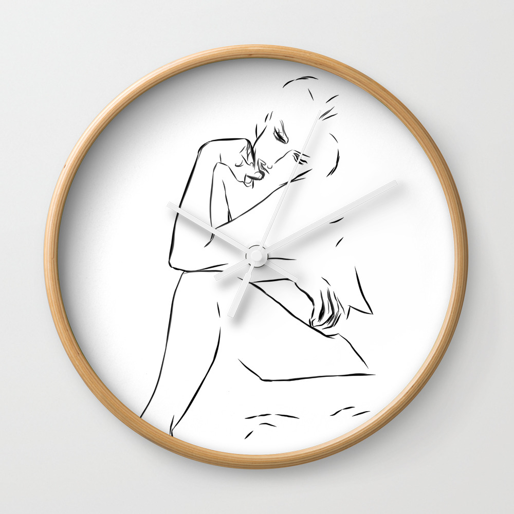 Woman Nude Minimal Drawing Wall Clock By Alemi Society6