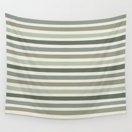 Sage Green Retro Stripes Pattern Wall Tapestry