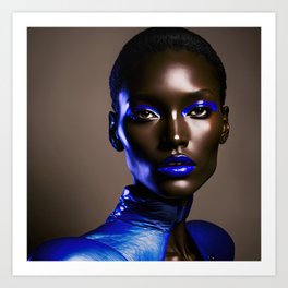 Futuristic Model in Blue Art Print