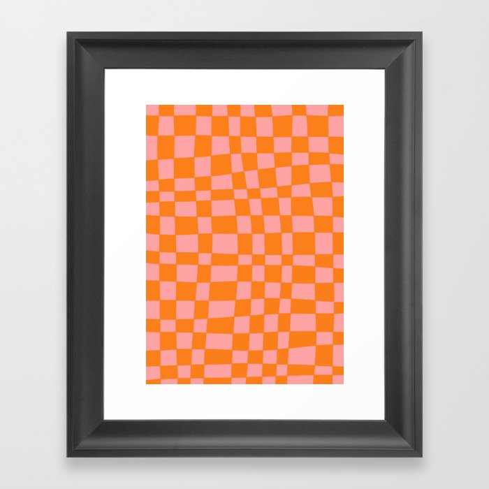 pink&orange checkered pattern Framed Art Print