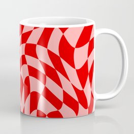Pink and Red Wavy Checkered Print - Softroom Coffee Mug