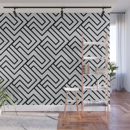 Gray - Grey and Black Minimal Line Art Pattern 2 Pairs Behr 2022 Popular Color Etched Glass MQ3-27 Wall Mural