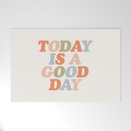 TODAY IS A GOOD DAY peach pink green blue yellow motivational typography inspirational quote decor Welcome Mat
