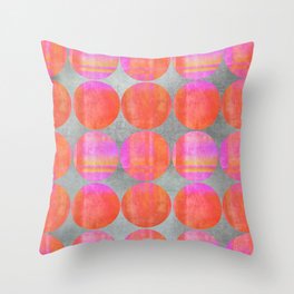 orange dots grunge mixed media modern pattern Throw Pillow