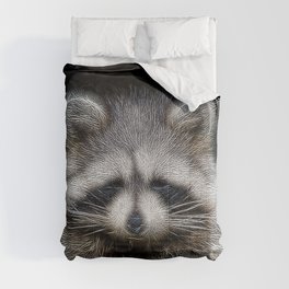 Spiked Raccoon in Black and White Comforter