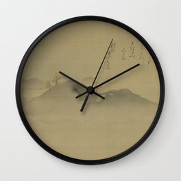 Japanese Print - Evergreens on Distant Hills - Kano Tanyu 1665 Wall Clock