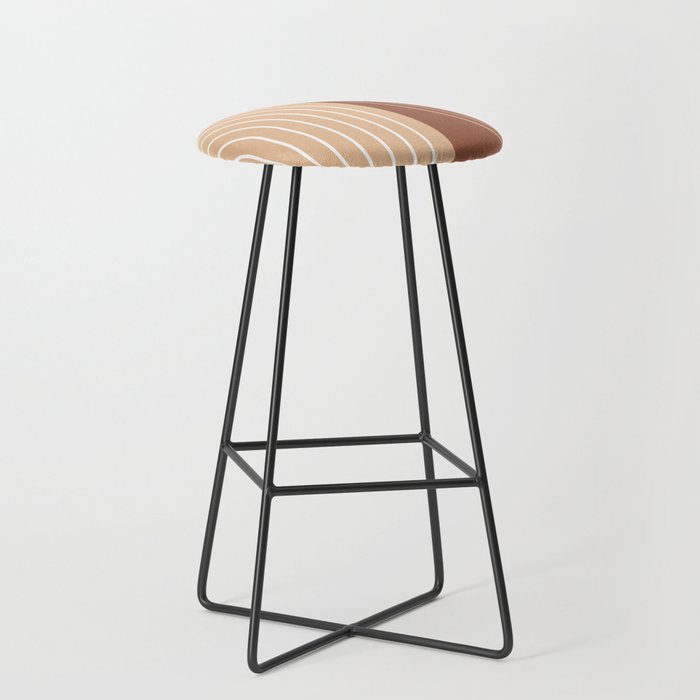 Abstract Geometric Rainbow Lines 15 in Terracotta and Beige Bar Stool