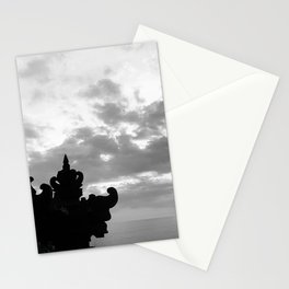 Balinese Temple In Black And White Sky Stationery Card