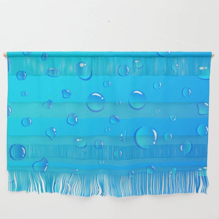 Water Droplets on Blue Background. Wall Hanging