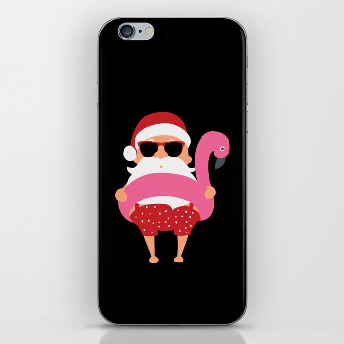 Funny Santa Christmas In July Pool Party iPhone Skin