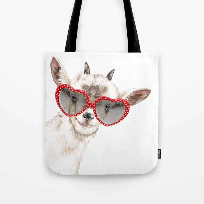Hipster Goat with Glasses Tote Bag