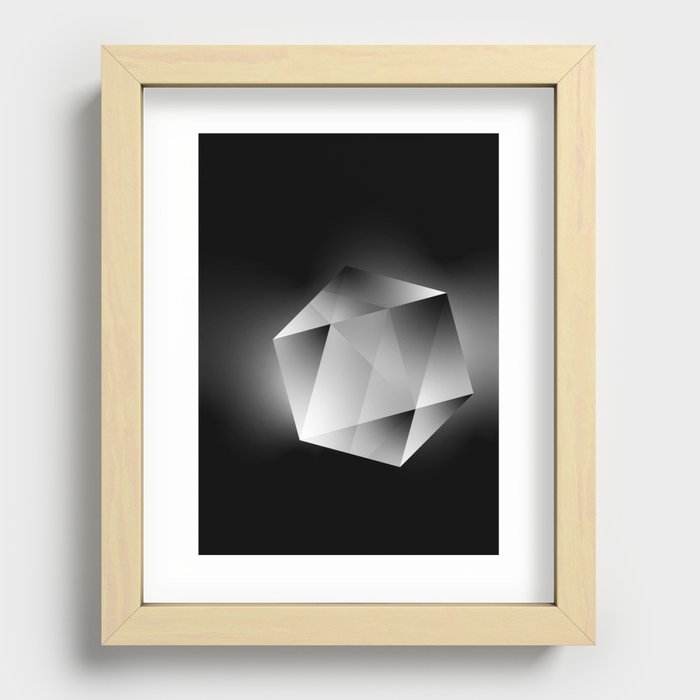 Quartz Mono - Dark Minimal Geometric Gemstone Print Recessed Framed Print