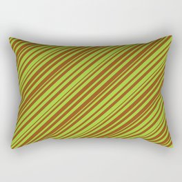 [ Thumbnail: Green & Brown Colored Striped Pattern Rectangular Pillow ]