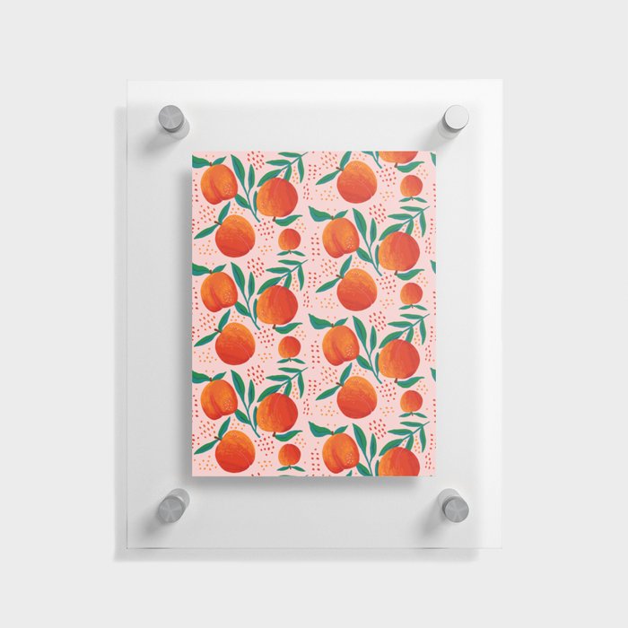 Fresh Peach Tropical Seamless Illustration Floating Acrylic Print