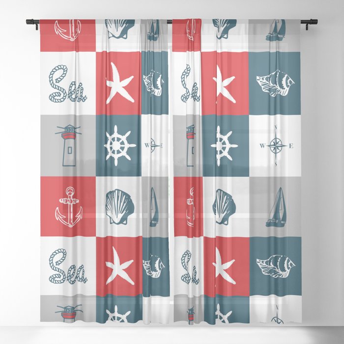 Nautical design 4 Sheer Curtain