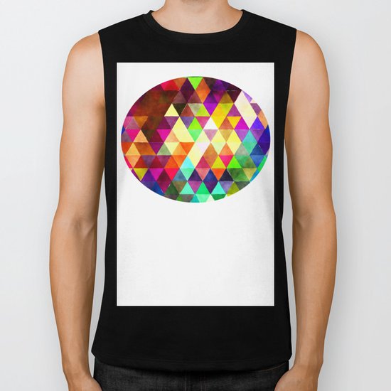 Vibrant Triangles Pattern 02 Biker Tank