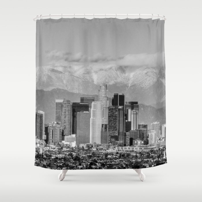 Los Angeles Black and White Shower Curtain