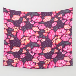 watercolor flower pattern - pink retro Wall Tapestry