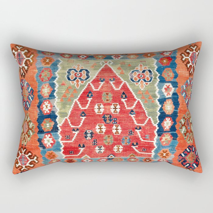Bayburt Northeast Anatolian Niche Kilim Print Rectangular Pillow