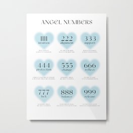 Blue Angel Numbers Metal Print | 999, Babyblue, 444, Angelnumbers, Trendy, 777, Graphicdesign, 1111, 888, 555 