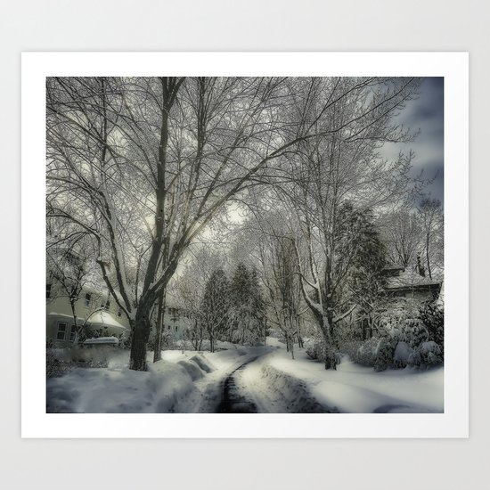 Brookline, MA. after Blizzard Nemo Art Print
