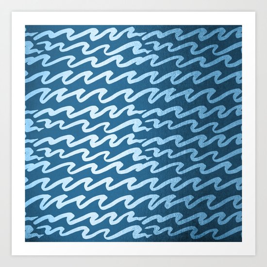 Abstract Waves - Blue Raspberry Shimmer on Saltwater Taffy Teal Art Print