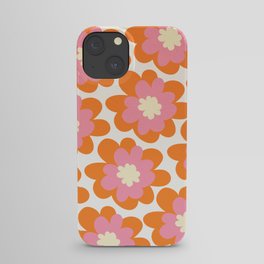 Pink and Orange Flower Pattern iPhone Case