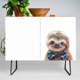 Baby Sloth With Blue Bowtie, Baby Boy, Nursery, Baby Animals Art Print by Synplus Credenza