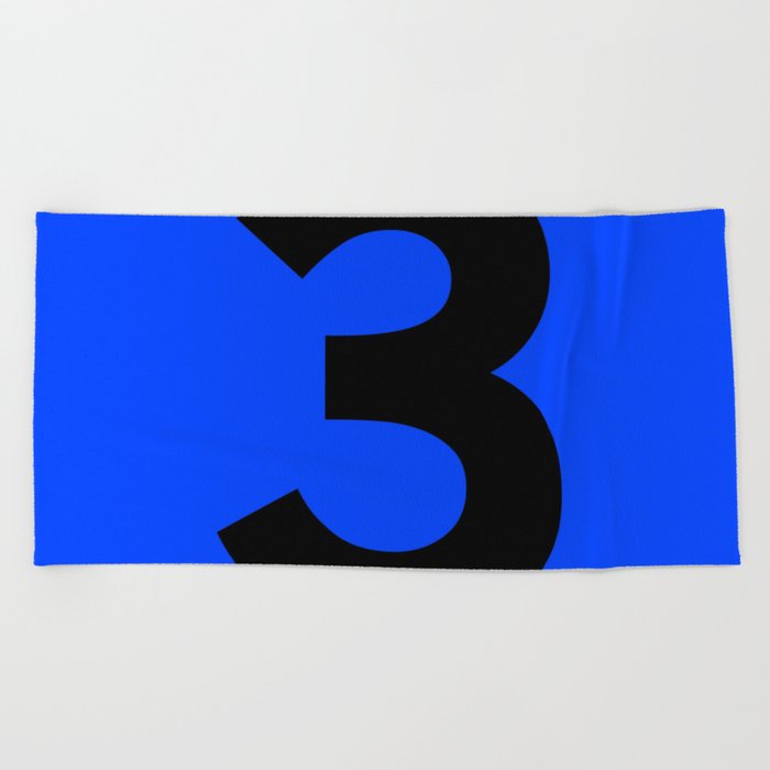 Number 3 (Black & Blue) Beach Towel