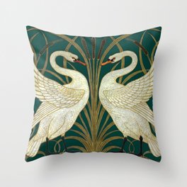 Walter Crane's Swan, Rush, Iris Throw Pillow