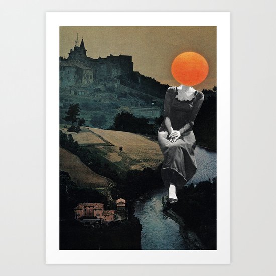 Lady Moon Head Art Print