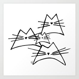 Nala Cat Hand Drawn Black and White Art Print