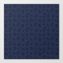 Navy Blue and Black Gems Pattern Canvas Print