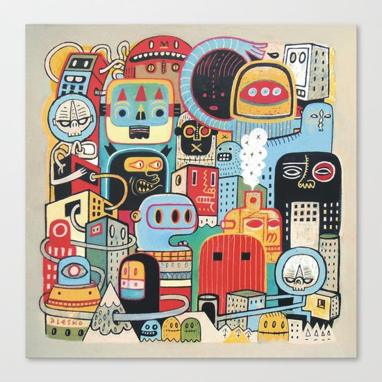 Two monkeys in town Canvas Print